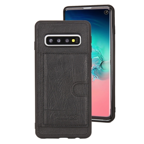 

Pierre Cardin PCL-P11 Shockproof TPU + Leather Protective Case for Galaxy S10, with Holder & Card Slot(Black)