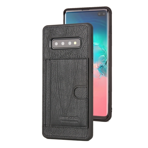 

Pierre Cardin PCL-P11 Shockproof TPU + Leather Protective Case for Galaxy S10 Plus, with Holder & Card Slot(Black)