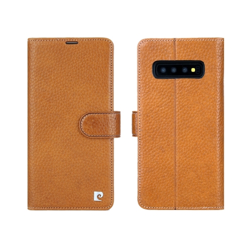 

Pierre Cardin PCS-P08 Horizontal Flip Leather Case for Galaxy S10 Plus, with Holder & Card Slot(Brown)