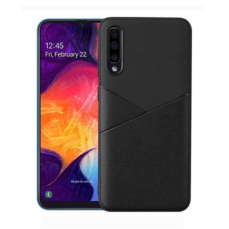 

Ultra-thin Shockproof Soft TPU + Leather Case for Galaxy A10 (Black)