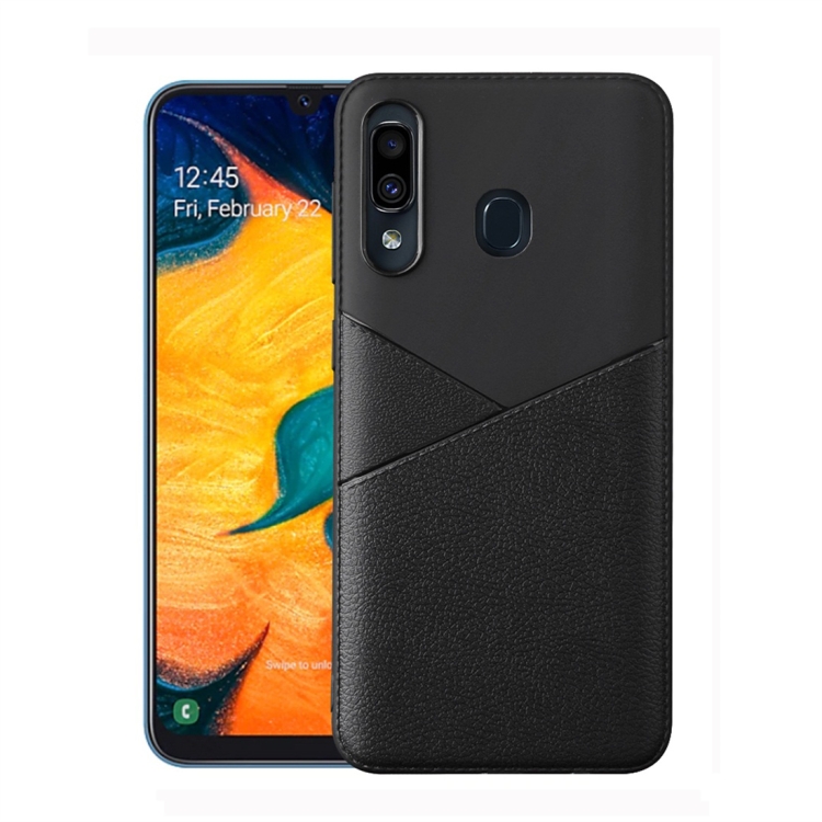 

Ultra-thin Shockproof Soft TPU + Leather Case for Galaxy M30 (Black)