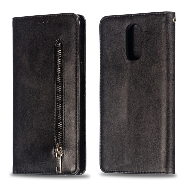 

Calf Texture Zipper Magnetic Horizontal Flip Leather Case for Galaxy J8 (2018), with Wallet & Holder & Card Slots (Black)