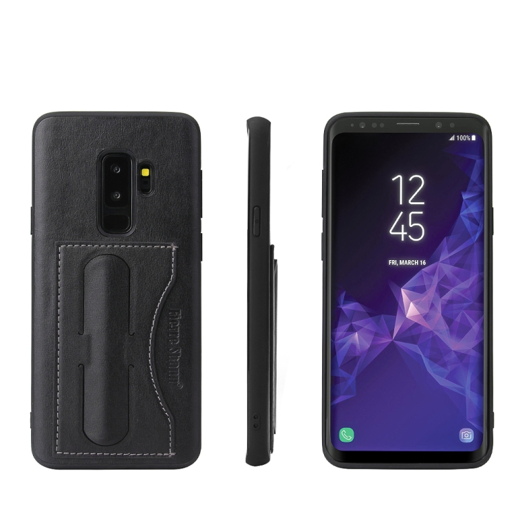 

Fierre Shann Full Coverage Protective Leather Case for Galaxy S9, with Holder & Card Slot(Black)