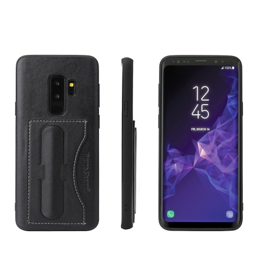 

Fierre Shann Full Coverage Protective Leather Case for Galaxy S9+, with Holder & Card Slot(Black)