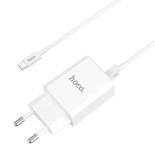 

hoco C62A 2.1A Output Dual-USB Ports Charger Adapter with Micro USB Charging Cable, EU Plug(White)