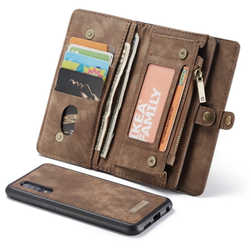 

CaseMe-008 Detachable Multifunctional Retro Frosted Horizontal Flip Leather Case for Galaxy A50, with Card Slot & Holder & Zipper Wallet & Photo Frame(Brown)