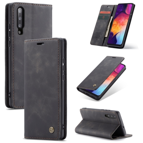 

CaseMe-013 Multifunctional Retro Frosted Horizontal Flip Leather Case for Galaxy A30S / A50S / A50, with Card Slot & Holder & Zipper Wallet & Photo Frame(Black)