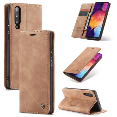 

CaseMe-013 Multifunctional Retro Frosted Horizontal Flip Leather Case for Galaxy A30S / A50S / A50, with Card Slot & Holder & Zipper Wallet & Photo Frame(Brown)