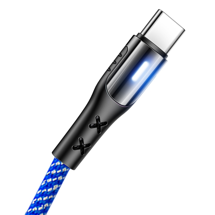 

USAMS US-SJ320 U27 2m 5A USB to USB-C / Type-C Data Sync Charging Cable with Indicator Light(Blue)