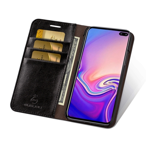 

MUSUBO S3 Crazy Horse Texture Horizontal Flip PU Leather Case for Galaxy S10+, with Card Slots & Wallet (Black)