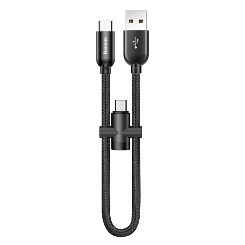 

Baseus 23cm 2.4A U Shape USB to Type-C with Type-C Female to Micro USB Male Connector Data Sync Charge Cable, For Galaxy, Huawei, Xiaomi, LG, HTC and Other Smart Phones(Black)