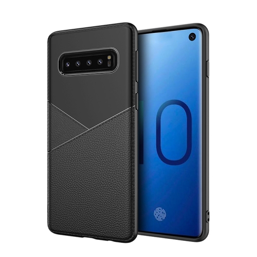 

Ultra-thin Shockproof Soft TPU + Leather Case for Galaxy S10+ (Black)