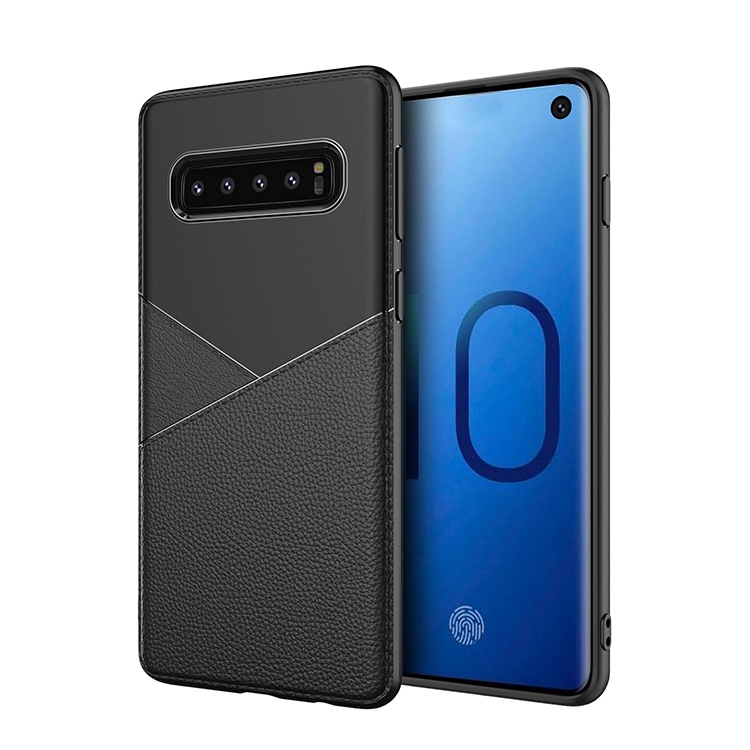 

Ultra-thin Shockproof Soft TPU + Leather Case for Galaxy S10e(Black)