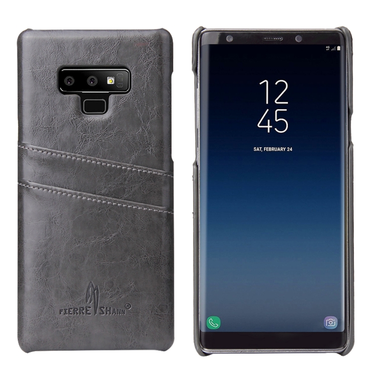 

Fierre Shann Retro Oil Wax Texture PU Leather Case for Galaxy Note9, with Card Slots(Black)