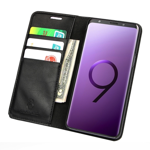 

MUSUBO H3 Crazy Horse Texture Horizontal Flip PU Leather Case for Galaxy S9+, with Holder & Card Slots & Wallet (Black)