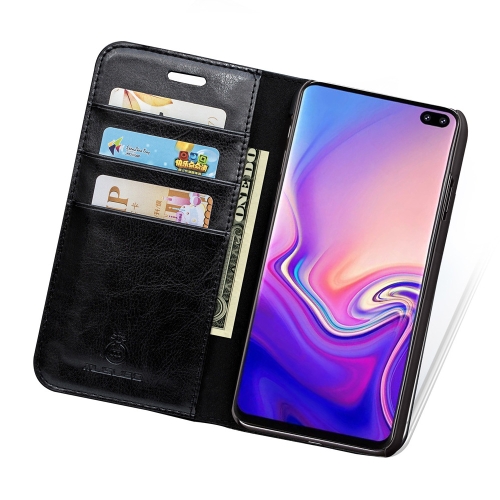 

MUSUBO H3 Crazy Horse Texture Horizontal Flip PU Leather Case for Galaxy S10, with Holder & Card Slots & Wallet (Black)