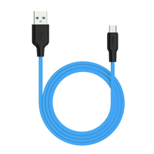 

HOCO X21 Plus USB to Micro USB Interface Silicone Charging Data Cable, Length: 1m(Black Blue)