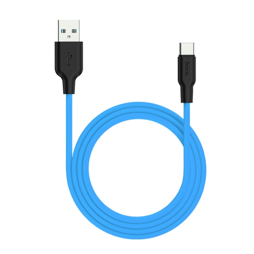 

HOCO X21 Plus USB to USB-C / Type-C Interface Silicone Charging Data Cable, Length: 1m (Black Blue)