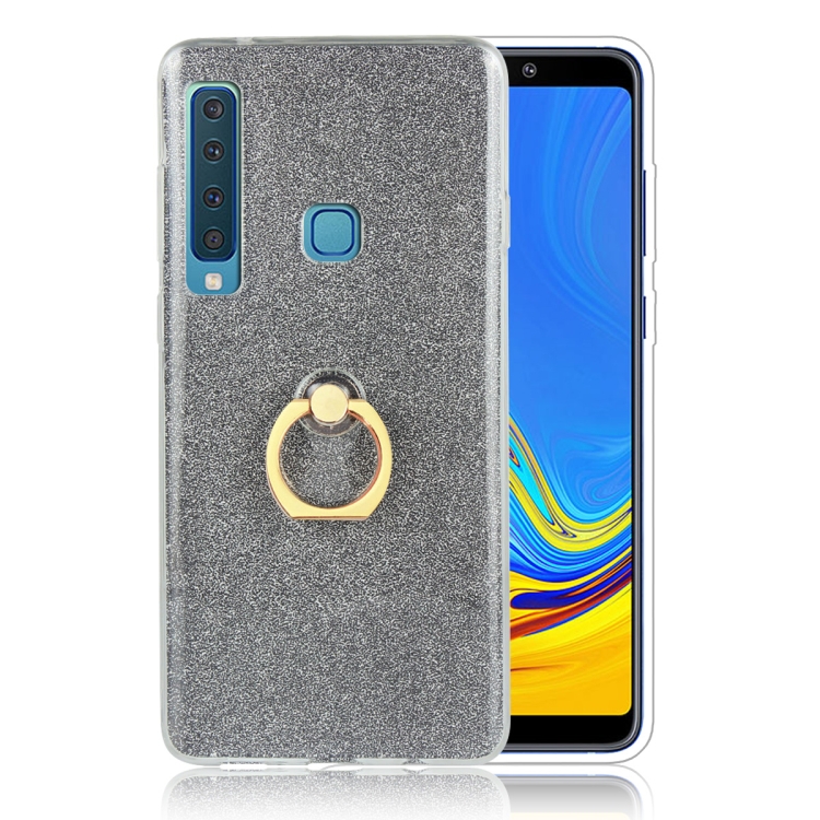 

Glittery Powder Shockproof TPU Case for Galaxy A9 (2018) / A9s, with 360 Degree Rotation Ring Holder (Black)