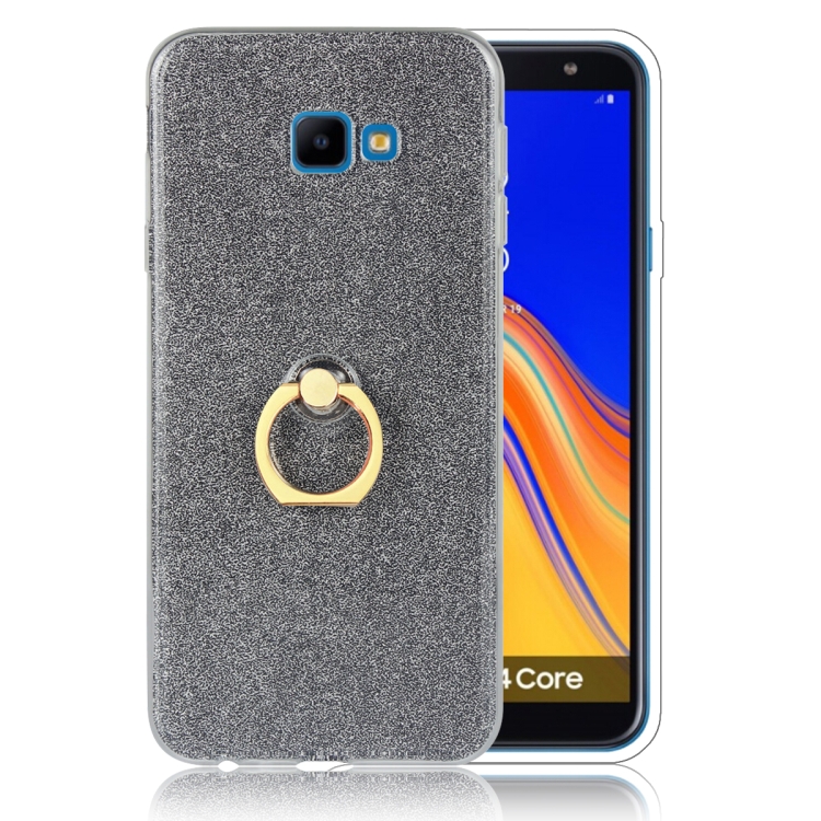 

Glittery Powder Shockproof TPU Case for Galaxy J4 Core, with 360 Degree Rotation Ring Holder (Black)