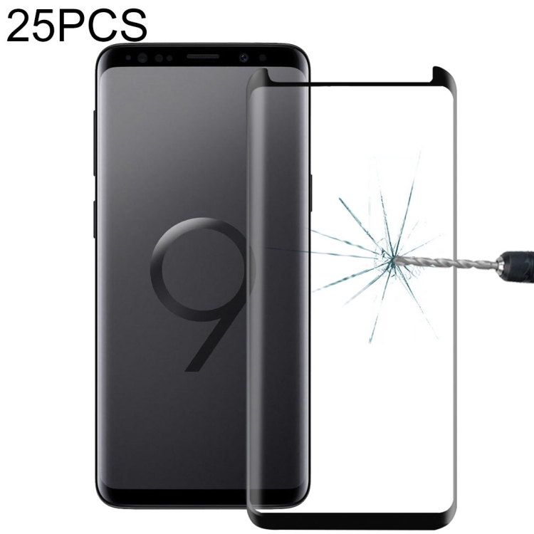 

25 PCS 9H 3D Galaxy S9 Plus 9H 3D curved surface reduction fully gummed tempered glass film (color: black)(Black)