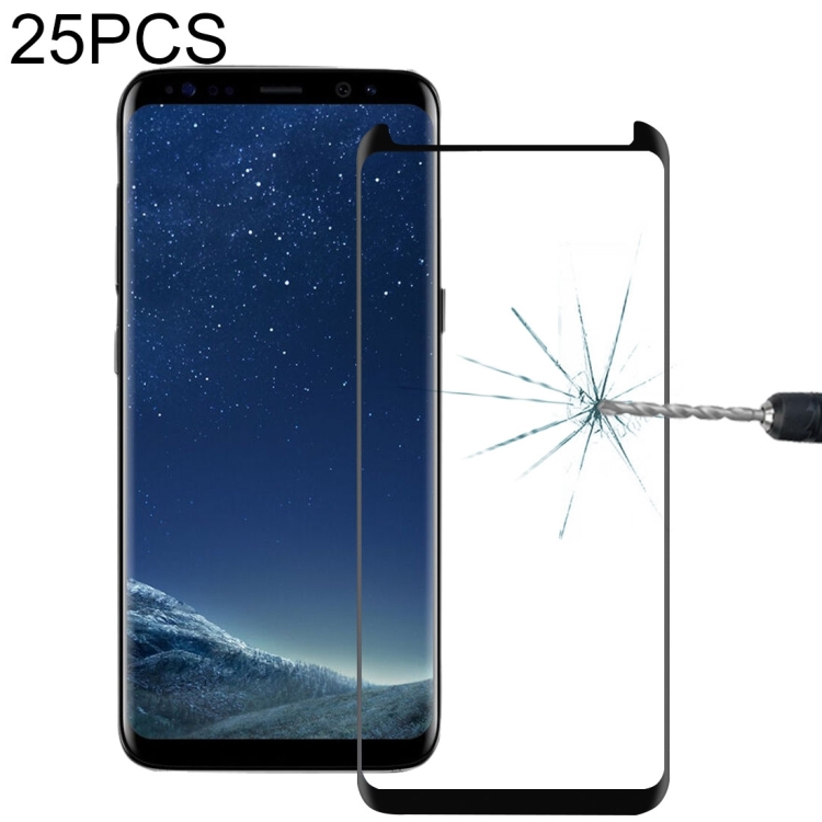 

25 PCS Full Glue Full Screen Curved Case Friendly Tempered Glass Film For Galaxy S8 / G950(Black)