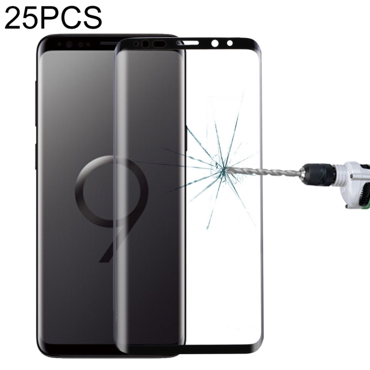 

25 PCS For Galaxy S9 Plus 9H Surface Hardness 3D Curved Edge Anti-scratch Full Screen HD Tempered Glass Screen Protector (Black)