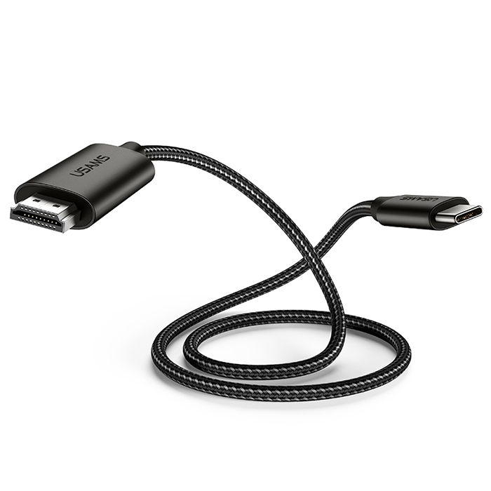 

USAMS 1.8m Type-C to HDMI 2.0 4K HD Aux Cable Adapter Male & Female HDMI to Type-C Male Jack Braided Audio Adapter(Black)