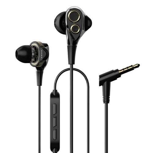 

UiiSii T8 Universal Dual Dynamic Drivers In-Ear Wire-controlled Earphone with Microphone (Black)