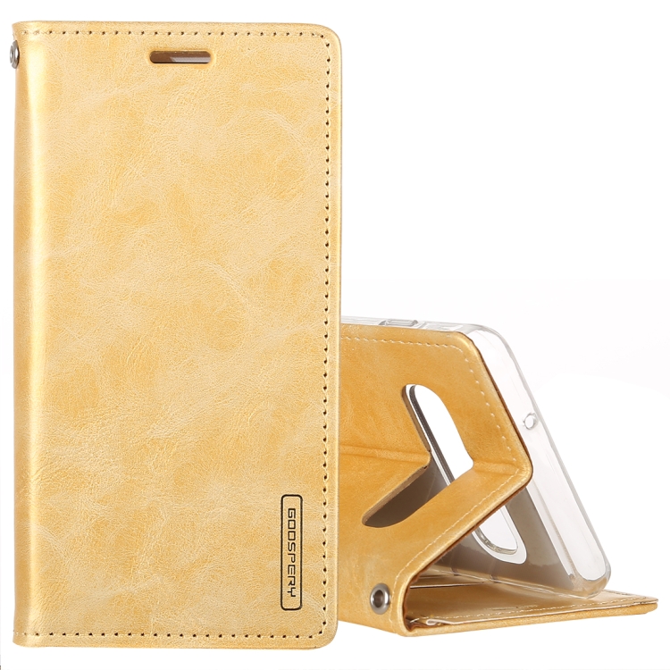 

GOOSPERY BLUE MOON FLIP Series Crazy Horse Texture Horizontal Flip Leather Case for Galaxy S10+, with Holder & Card Slots & Wallet (Gold)