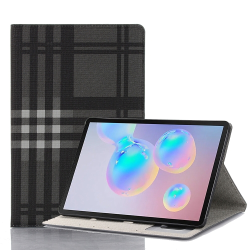 

For Galaxy Tab S6 T860 / T865 Plaid Texture Horizontal Flip Leather Case with Holder & Card Slots & Wallet (Grey)