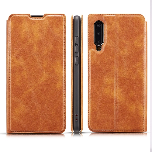 

Retro Simple Ultra-thin Magnetic Horizontal Flip Leather Case for Galaxy A70, with Holder & Card Slots & Lanyard (Brown)