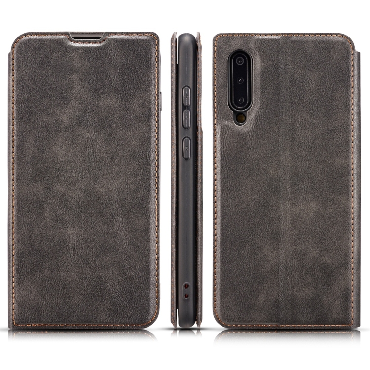 

Retro Simple Ultra-thin Magnetic Horizontal Flip Leather Case for Galaxy A50, with Holder & Card Slots & Lanyard (Black)