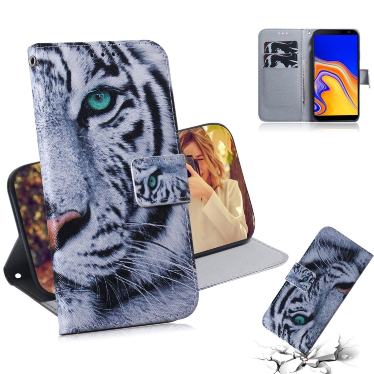 

Tiger Pattern Coloured Drawing Horizontal Flip Leather Case for Galaxy J4 Plus, with Holder & Card Slots & Wallet
