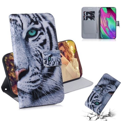 

Tiger Pattern Coloured Drawing Horizontal Flip Leather Case for Galaxy A40, with Holder & Card Slots & Wallet