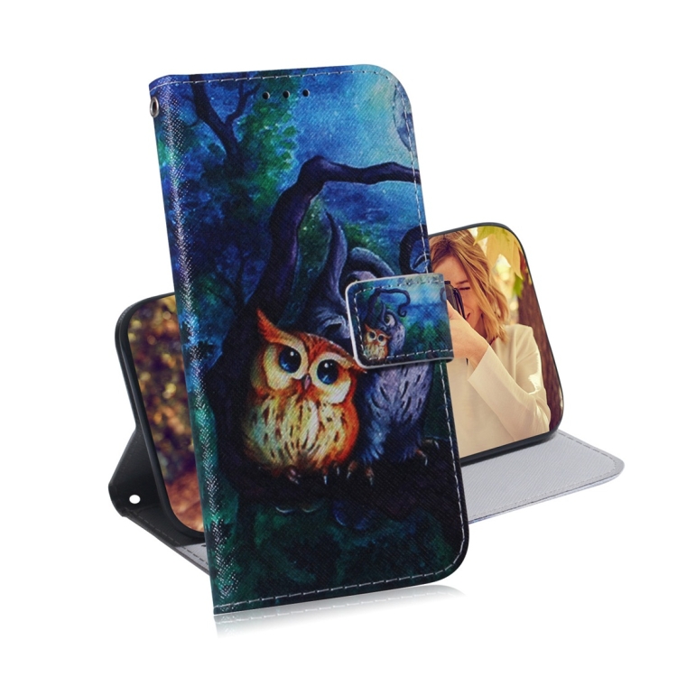 

Oil Painting Owl Pattern Coloured Drawing Horizontal Flip Leather Case for Galaxy A7 (2018) / A750F, with Holder & Card Slots & Wallet