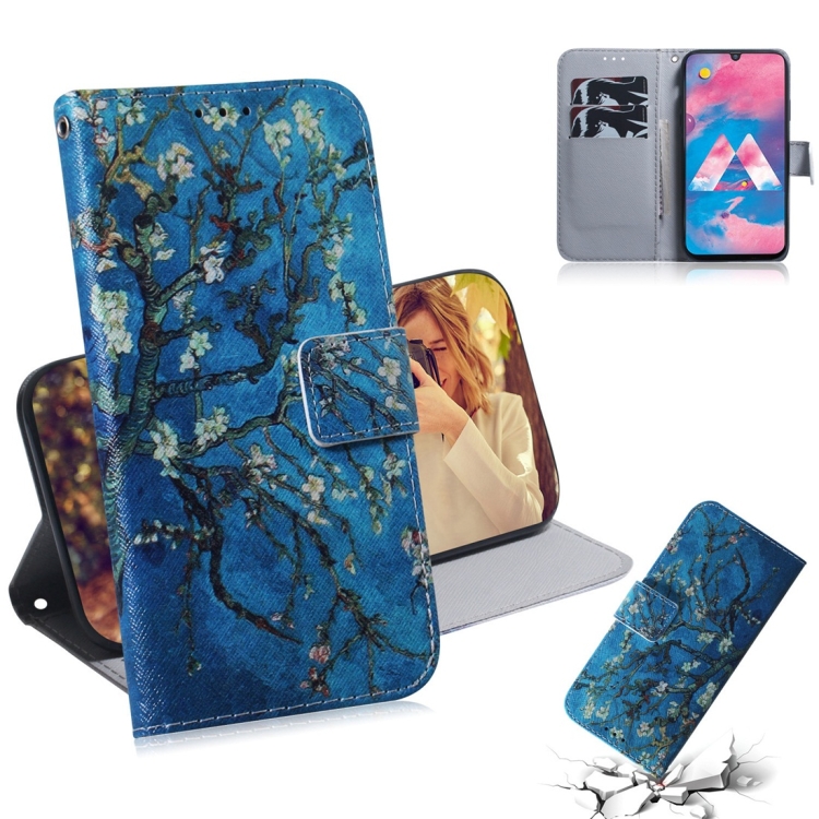 

Apricot Flower Pattern Coloured Drawing Horizontal Flip Leather Case for Galaxy M30, with Holder & Card Slots & Wallet