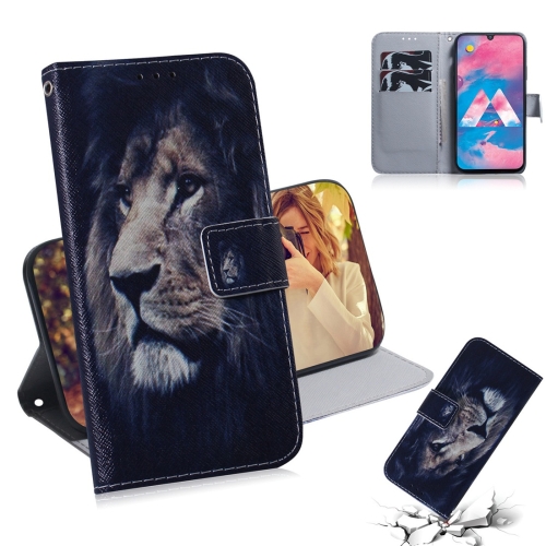 

Lion Pattern Coloured Drawing Horizontal Flip Leather Case for Galaxy M30, with Holder & Card Slots & Wallet