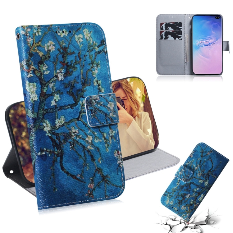 

Apricot Flower Pattern Coloured Drawing Horizontal Flip Leather Case for Galaxy S10 Plus, with Holder & Card Slots & Wallet