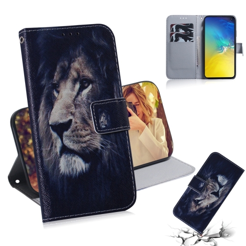 

Lion Pattern Coloured Drawing Horizontal Flip Leather Case for Galaxy S10 E, with Holder & Card Slots & Wallet