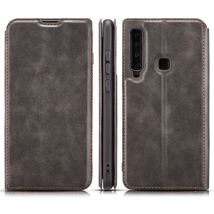 

Retro Simple Ultra-thin Magnetic Horizontal Flip Leather Case for Galaxy A9 (2018), with Holder & Card Slots & Lanyard(Black)