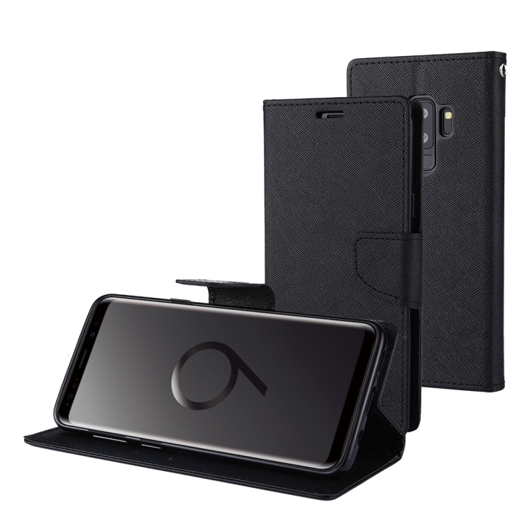 

GOOSPERY FANCY DIARY for Galaxy S9+ Cross Texture Horizontal Flip Leather Case with Card Slots & Wallet & Holder(Black)