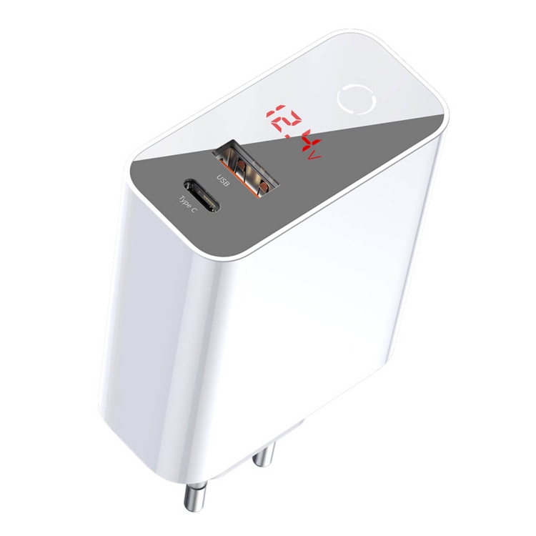

Baseus CCFSEU907-02 45W USB + USB-C / Type-C Interface Intelligent Power Off Multi-fast Charging Travel Charger with Digital Display, EU Plug(White)