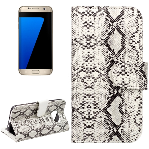 

For Galaxy S7 Edge / G935 Snakeskin Texture Horizontal Flip Leather Case with Wallet & Holder & Card Slots(White)