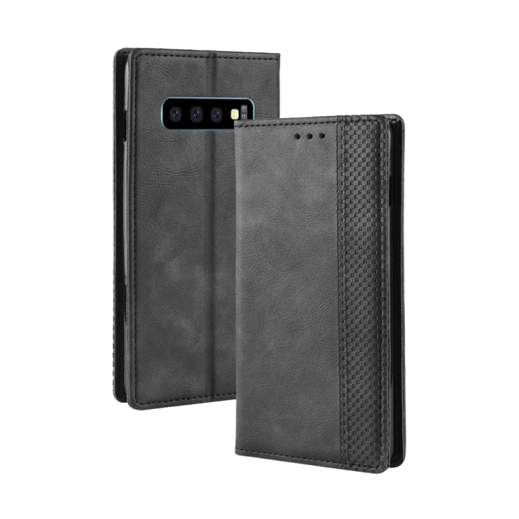 

Magnetic Buckle Retro Texture Horizontal Flip Leather Case for Galaxy S10, with Holder & Card Slots & Wallet (Black)