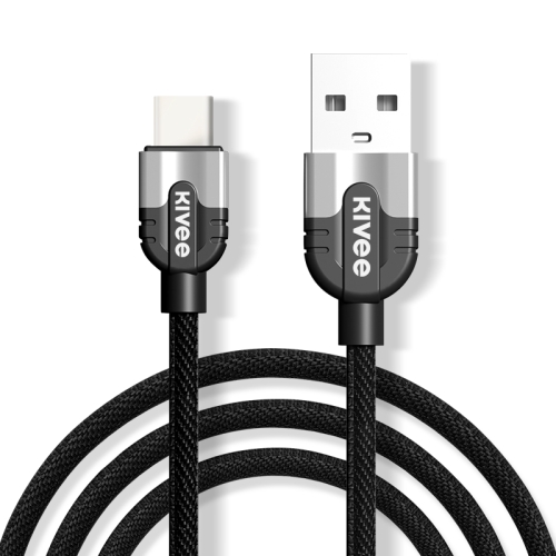 

KIVEE KV-CB104 3A Type-C / USB-C to USB Fabric Aluminum Alloy Charging Data Cable, Length: 1m (Black Grey)