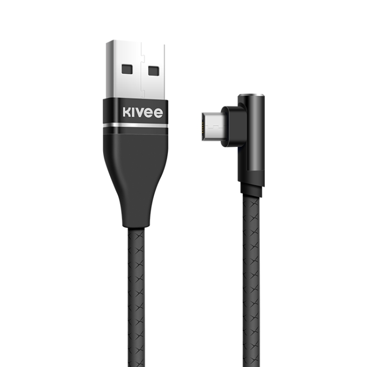 

KIVEE KV-CG011 2.1A Micro to USB Single Angle Head Design Charging Cable, Length: 1m (Black)