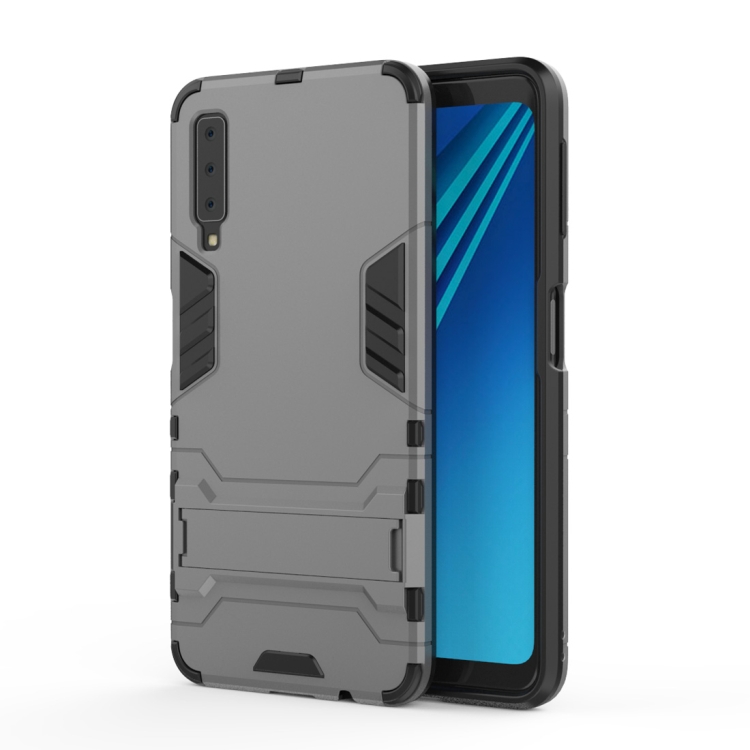 

Shockproof PC + TPU Case for Galaxy A7 (2018), with Holder (Grey)