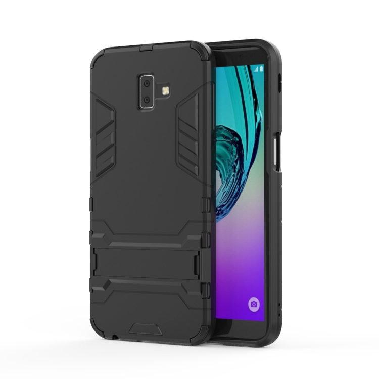 

Shockproof PC + TPU Case for Galaxy J6+, with Holder(Black)
