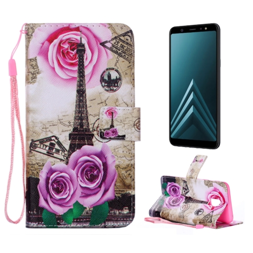 

Eiffel Tower Pattern Leather Case for Galaxy A6 (2018) with Holder & Card Slots & Sling & wallet